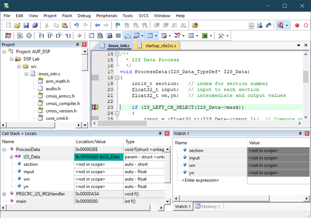 Some notes on using the Keil Debugger